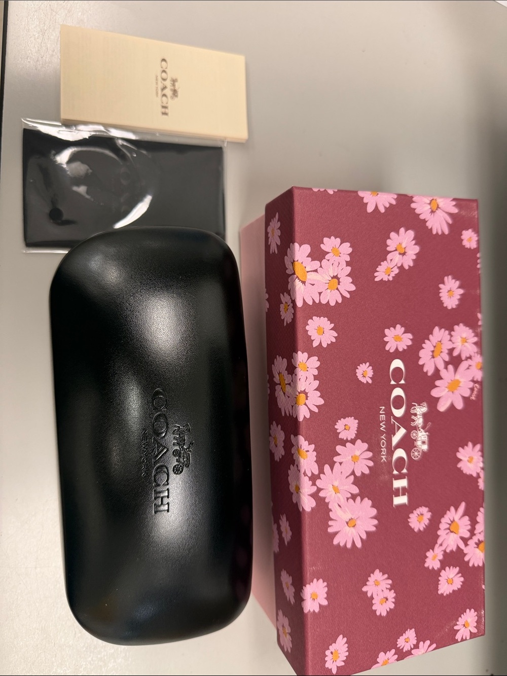 Coach Black Eyewear Case with Pink Floral Gift Box